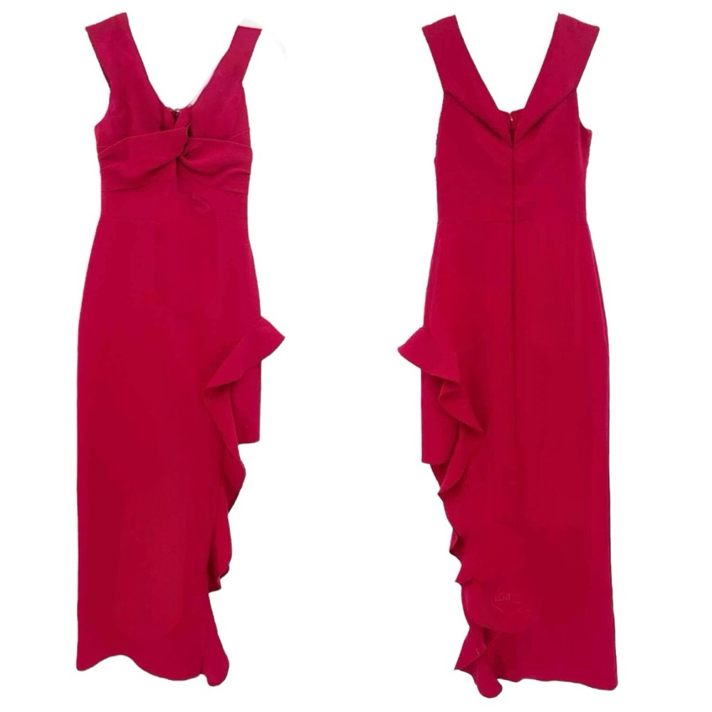 Shoshanna Midnight Solid Redd Wells Off the Shoulder Ruffle Cocktail Gown Size 6 - Picture 12 of 14